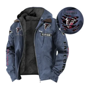 Atlanta Falcons Fans Gift Hooded And Flannel Hoodie, All Over Print Hoodie For Sport Fan, Custom Name NFL1350723149 - Navy Blue