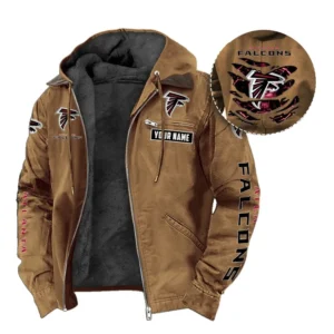 Atlanta Falcons Fans Gift Hooded And Flannel Hoodie, All Over Print Hoodie For Sport Fan, Custom Name NFL1350723149 - Camel