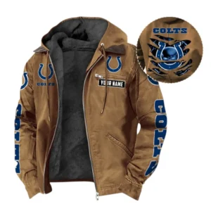 Indianapolis Colts Fans Gift Hooded And Flannel Hoodie, All Over Print Hoodie For Sport Fan, Custom Name NFL1350723150 - Camel