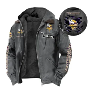 Minnesota Vikings Fans Gift Hooded And Flannel Hoodie, All Over Print Hoodie For Sport Fan, Custom Name NFL1350723152 - Gray