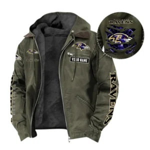 Baltimore Ravens Fans Gift Hooded And Flannel Hoodie, All Over Print Hoodie For Sport Fan, Custom Name NFL1350723153 - Green