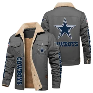 Dallas Cowboys Fans Gift Jacket Fur Collar Fleece, All Over Print Collar Fleece For Sport Fan NFL138072325124 - Gray