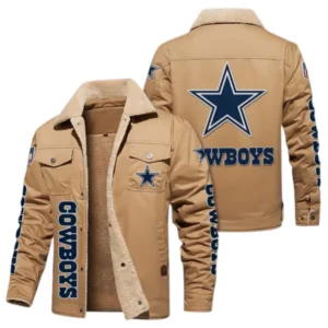 Dallas Cowboys Fans Gift Jacket Fur Collar Fleece, All Over Print Collar Fleece For Sport Fan NFL138072325124 - Light khaki