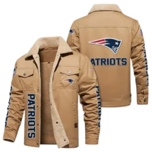 New England Patriots Fans Gift Jacket Fur Collar Fleece, All Over Print Collar Fleece For Sport Fan NFL138072325125 - Light khaki