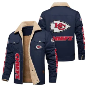 Kansas City Chiefs Fans Gift Jacket Fur Collar Fleece, All Over Print Collar Fleece For Sport Fan NFL138072325128 - Deep Blue