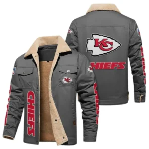 Kansas City Chiefs Fans Gift Jacket Fur Collar Fleece, All Over Print Collar Fleece For Sport Fan NFL138072325128 - Gray