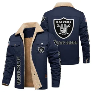 Las Vegas Raiders Fans Gift Jacket Fur Collar Fleece, All Over Print Collar Fleece For Sport Fan NFL138072325129 - Deep Blue