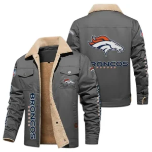 Denver Broncos Fans Gift Jacket Fur Collar Fleece, All Over Print Collar Fleece For Sport Fan NFL138072325131 - Gray