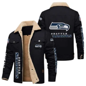 Seattle Seahawks Fans Gift Jacket Fur Collar Fleece, All Over Print Collar Fleece For Sport Fan NFL138072325133 - Black