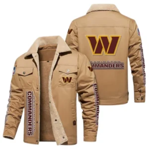 Washington Commanders Fans Gift Jacket Fur Collar Fleece, All Over Print Collar Fleece For Sport Fan NFL138072325134 - Light khaki