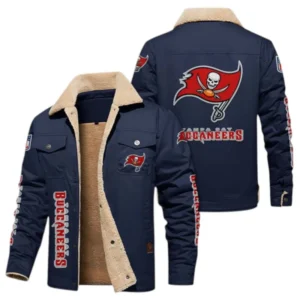 Tampa Bay Buccaneers Fans Gift Jacket Fur Collar Fleece, All Over Print Collar Fleece For Sport Fan NFL138072325138 - Deep Blue