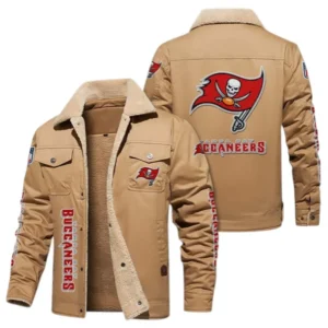 Tampa Bay Buccaneers Fans Gift Jacket Fur Collar Fleece, All Over Print Collar Fleece For Sport Fan NFL138072325138 - Light khaki