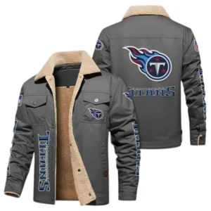 Tennessee Titans Fans Gift Jacket Fur Collar Fleece, All Over Print Collar Fleece For Sport Fan NFL138072325139 - Gray