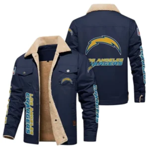 Los Angeles Chargers Fans Gift Jacket Fur Collar Fleece, All Over Print Collar Fleece For Sport Fan NFL138072325140 - Deep Blue