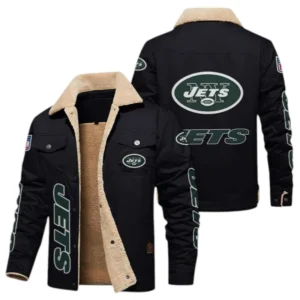 New York Jets Fans Gift Jacket Fur Collar Fleece, All Over Print Collar Fleece For Sport Fan NFL1380723140 - Black