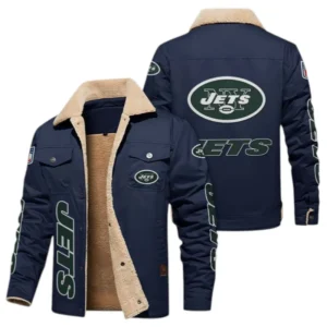 New York Jets Fans Gift Jacket Fur Collar Fleece, All Over Print Collar Fleece For Sport Fan NFL1380723140 - Deep Blue