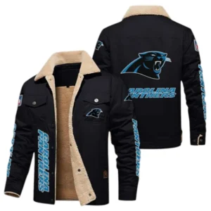 Carolina Panthers Fans Gift Jacket Fur Collar Fleece, All Over Print Collar Fleece For Sport Fan NFL1380723142 - Black