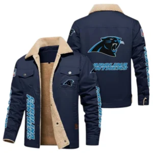 Carolina Panthers Fans Gift Jacket Fur Collar Fleece, All Over Print Collar Fleece For Sport Fan NFL1380723142 - Deep Blue