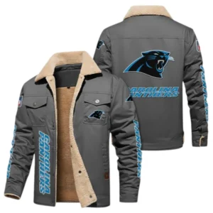 Carolina Panthers Fans Gift Jacket Fur Collar Fleece, All Over Print Collar Fleece For Sport Fan NFL1380723142 - Gray