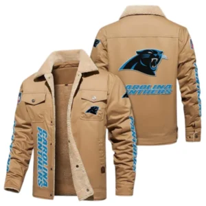 Carolina Panthers Fans Gift Jacket Fur Collar Fleece, All Over Print Collar Fleece For Sport Fan NFL1380723142 - Light khaki
