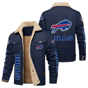 Buffalo Bills Fans Gift Jacket Fur Collar Fleece, All Over Print Collar Fleece For Sport Fan NFL1380723144 - Deep Blue