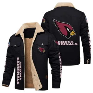 Arizona Cardinals Fans Gift Jacket Fur Collar Fleece, All Over Print Collar Fleece For Sport Fan NFL1380723146 - Black