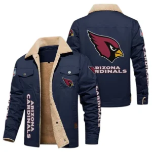Arizona Cardinals Fans Gift Jacket Fur Collar Fleece, All Over Print Collar Fleece For Sport Fan NFL1380723146 - Deep Blue