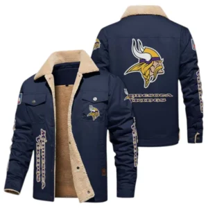 Minnesota Vikings Fans Gift Jacket Fur Collar Fleece, All Over Print Collar Fleece For Sport Fan NFL1380723148 - Deep Blue