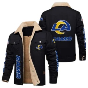Los Angeles Rams Fans Gift Jacket Fur Collar Fleece, All Over Print Collar Fleece For Sport Fan NFL1380723150 - Black