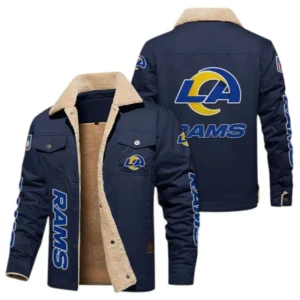 Los Angeles Rams Fans Gift Jacket Fur Collar Fleece, All Over Print Collar Fleece For Sport Fan NFL1380723150 - Deep Blue