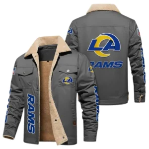 Los Angeles Rams Fans Gift Jacket Fur Collar Fleece, All Over Print Collar Fleece For Sport Fan NFL1380723150 - Gray