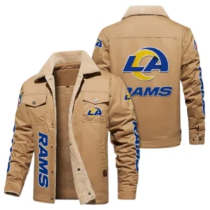 Los Angeles Rams Fans Gift Jacket Fur Collar Fleece, All Over Print Collar Fleece For Sport Fan NFL1380723150 - Light khaki