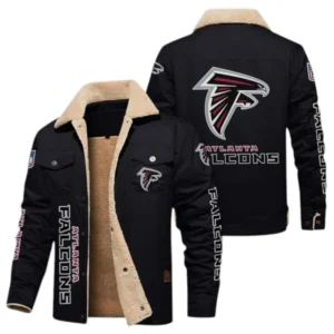 Atlanta Falcons Fans Gift Jacket Fur Collar Fleece, All Over Print Collar Fleece For Sport Fan NFL1380723151 - Black