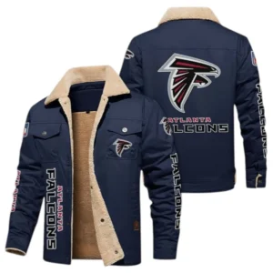 Atlanta Falcons Fans Gift Jacket Fur Collar Fleece, All Over Print Collar Fleece For Sport Fan NFL1380723151 - Deep Blue