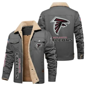 Atlanta Falcons Fans Gift Jacket Fur Collar Fleece, All Over Print Collar Fleece For Sport Fan NFL1380723151 - Gray