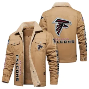 Atlanta Falcons Fans Gift Jacket Fur Collar Fleece, All Over Print Collar Fleece For Sport Fan NFL1380723151 - Light khaki