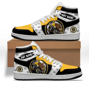 Boston Bruins Fans Gift Air Jordan 1 High, All Over Print Air Jordan 1 High For Sport Fan, Custom Name NHL109080125462