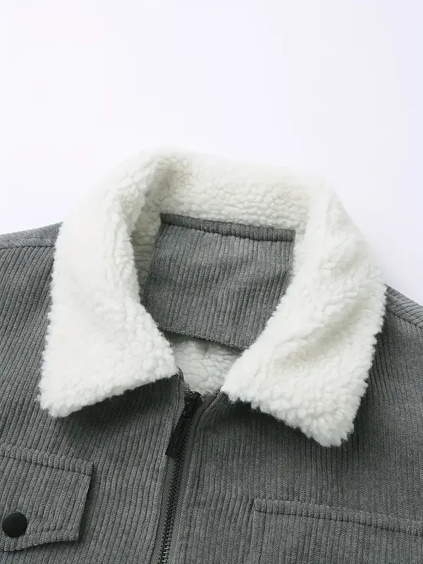 thickened corduroy jacket gray 1