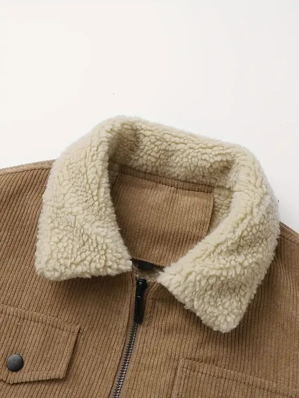 thickened corduroy jacket khaki 1