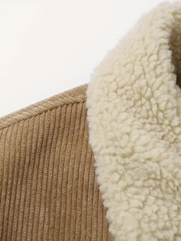 thickened corduroy jacket khaki 3