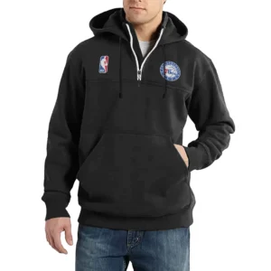 Sport Fan Casual Stand Up Collar Hoodie For Football Lover HVN1243PH081625 - Black