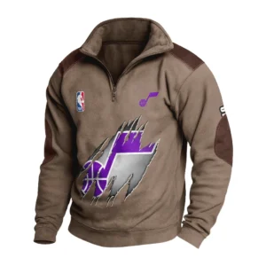 Sport Fan Stand-up Collar Sweatshirt For Football Lover HVN1244UJ082025 - Brown