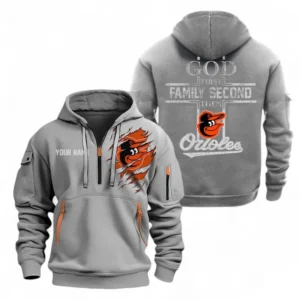 Baseball Fans Gift Hoodie Half Zipper, Hoodie Exclusive Logo For Sport Fan MLB147082125002-Grey