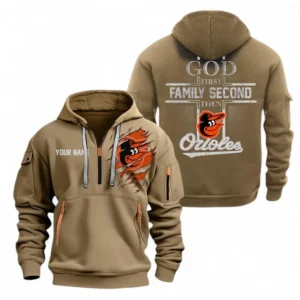 Baseball Fans Gift Hoodie Half Zipper, Hoodie Exclusive Logo For Sport Fan MLB147082125002-Khaki
