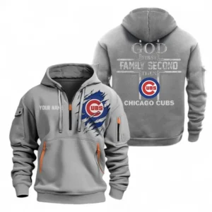 Baseball Fans Gift Hoodie Half Zipper, Hoodie Exclusive Logo For Sport Fan MLB147082125004-Grey