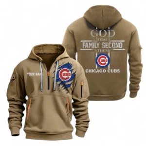 Baseball Fans Gift Hoodie Half Zipper, Hoodie Exclusive Logo For Sport Fan MLB147082125004-Khaki