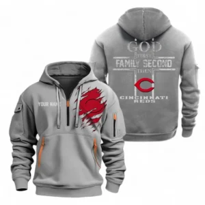 Baseball Fans Gift Hoodie Half Zipper, Hoodie Exclusive Logo For Sport Fan MLB147082125006-Grey
