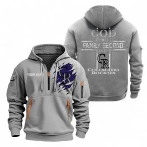 Baseball Fans Gift Hoodie Half Zipper, Hoodie Exclusive Logo For Sport Fan MLB147082125009-Grey
