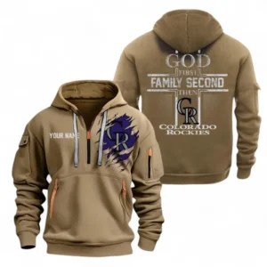 Baseball Fans Gift Hoodie Half Zipper, Hoodie Exclusive Logo For Sport Fan MLB147082125009-Khaki