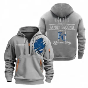 Baseball Fans Gift Hoodie Half Zipper, Hoodie Exclusive Logo For Sport Fan MLB147082125010-Grey